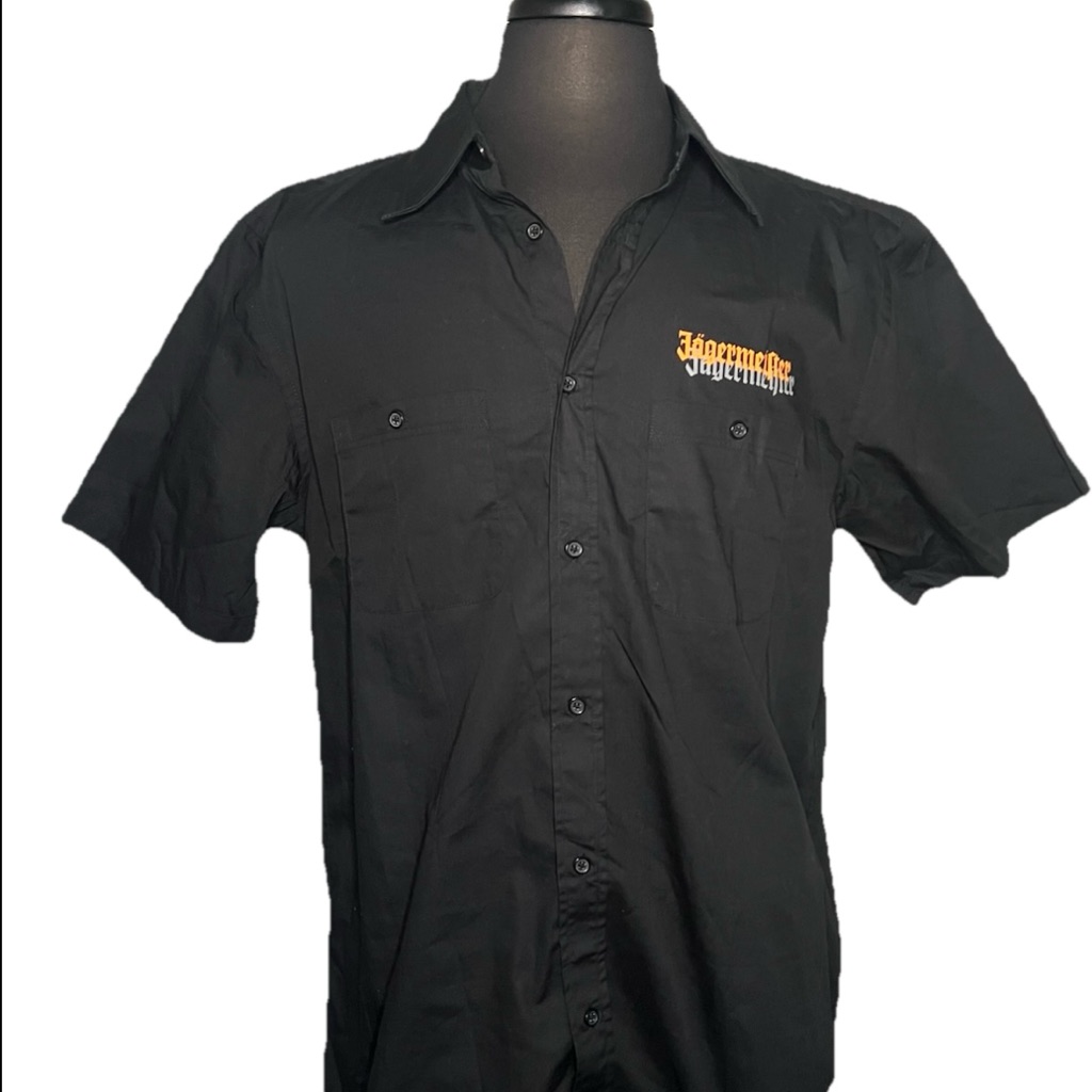 Jegermeister Men’s Casual Button Down Shirt Xl Cotton Logo